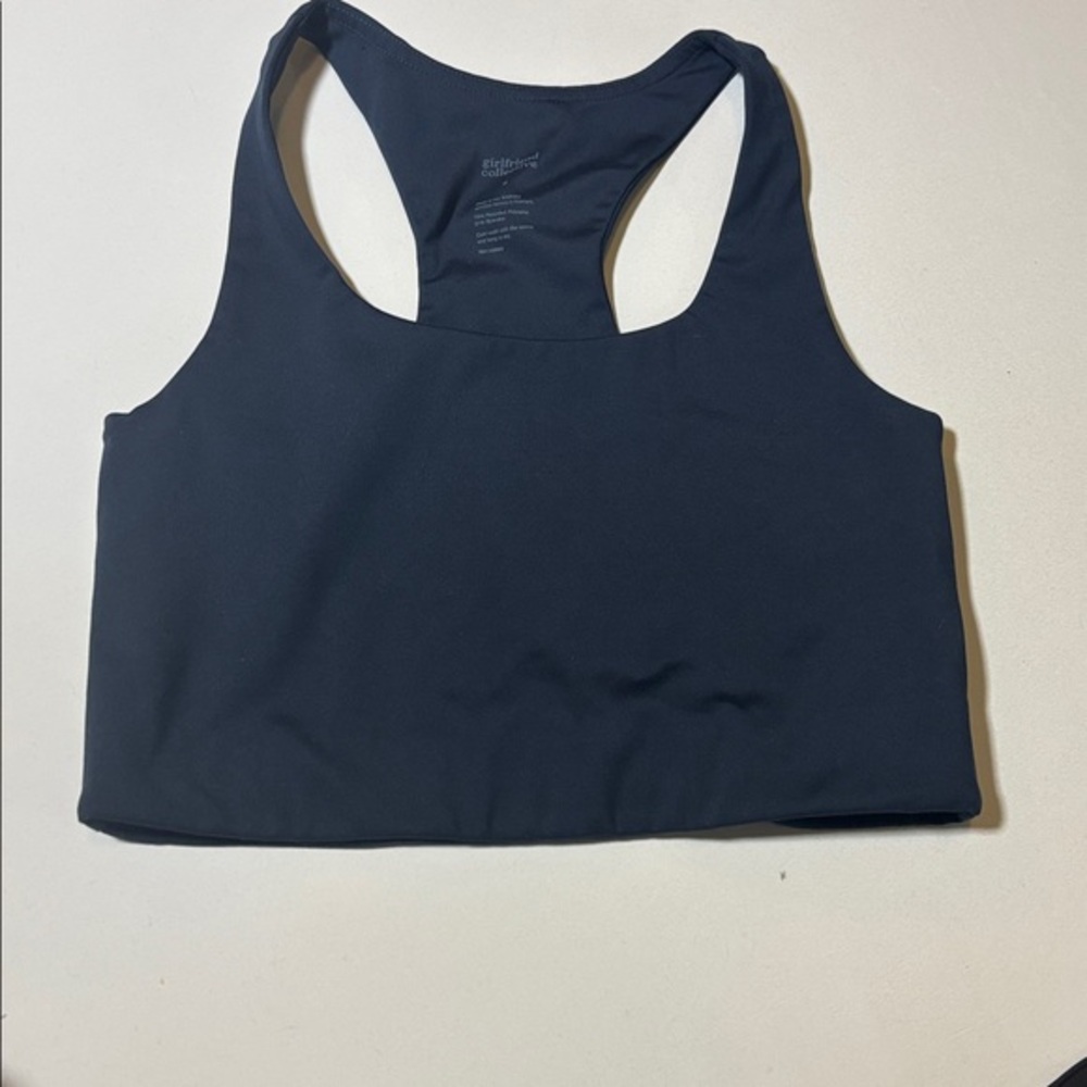 Girlfriend Collective Navy Racerback Sports Bra Size small